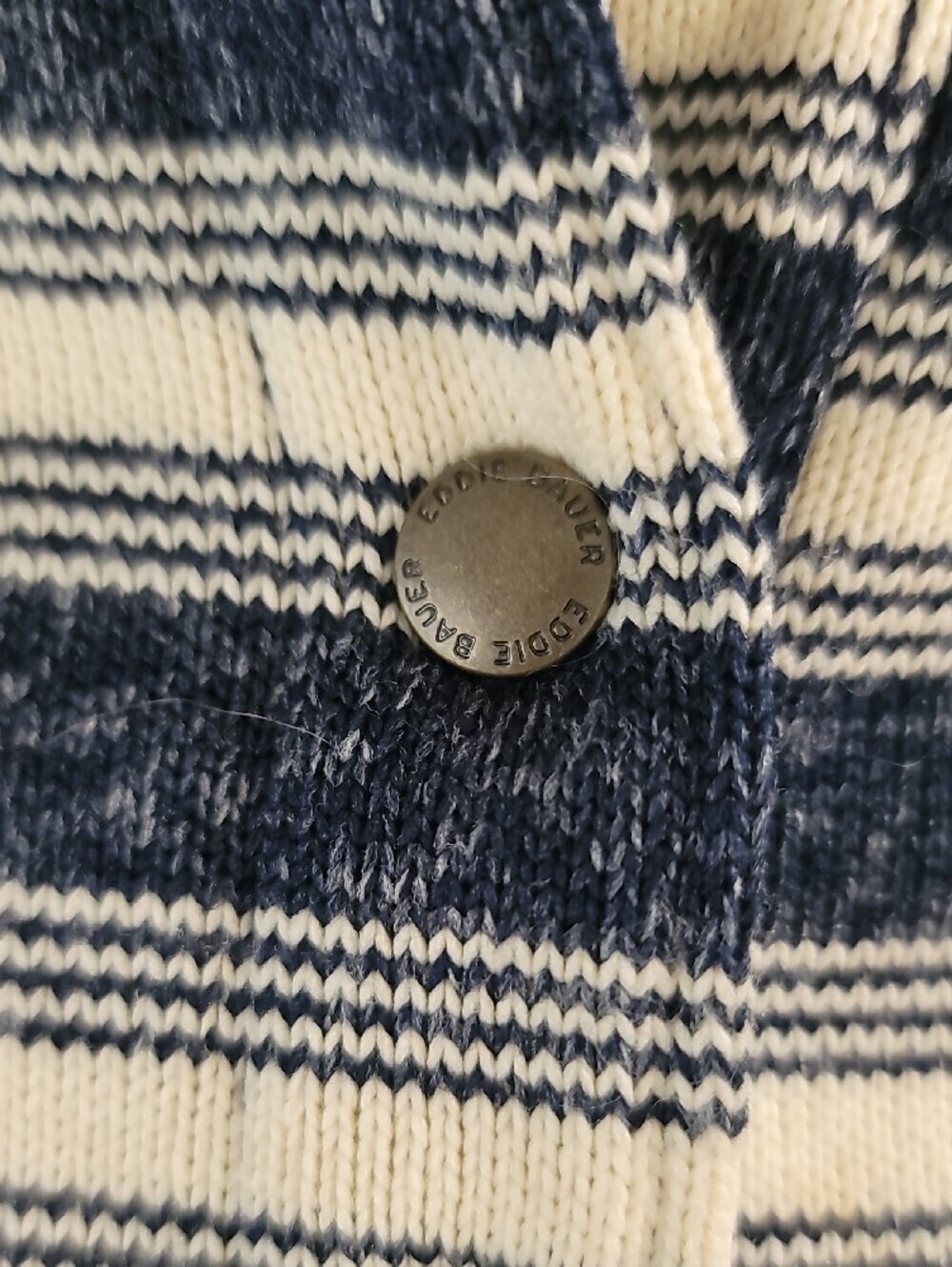 Women Eddie Bauer Navy and Cream Striped Hooded Pullover size Med - Picture 10 of 10